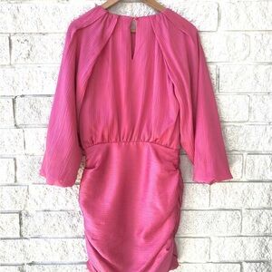 Veronica Beard Pink Ruched Asymmetrical Sheath Dress